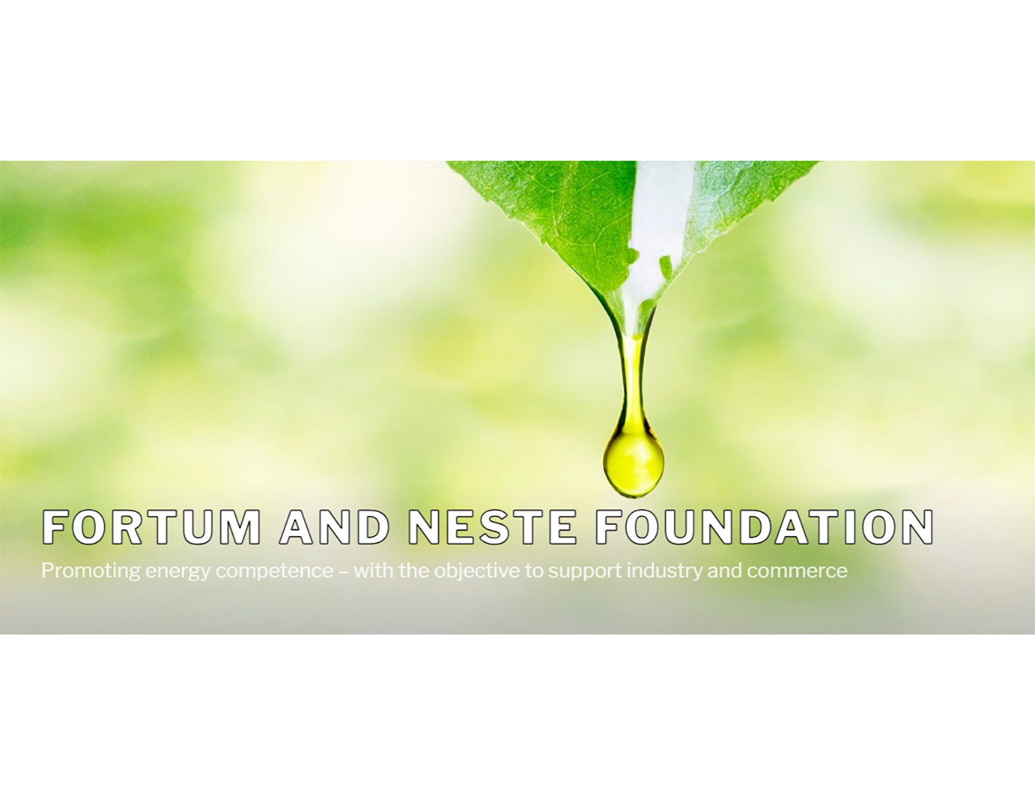 Image logo showing dripping leaf by Fortum and Neste Foundation